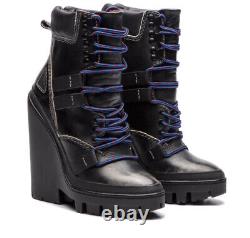 DIESEL D-Vibe MB Brown Leather Wedge Platform Size 7, Eur 36,5, Jpn 24, Boots 15