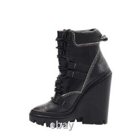 DIESEL D-Vibe MB Brown Leather Wedge Platform Size 7, Eur 36,5, Jpn 24, Boots 15