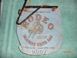 VTG Original Blue Rodeo Radiator Water Bag Souvenir Hot Rat Rod 50s 60s 70s RARE
